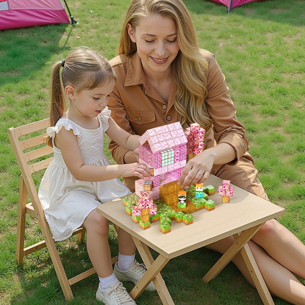 VEVOR Blocchi Magnetici, Set 100 PZ del Castello della Principessa, Cubi Magnetici da Costruzione per Bambini, Giocattoli Sensoriali STEM Montessori, Giocattolo da Costruzione Impilabile per Bambini
