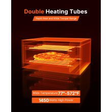 VEVOR Forno Elettrico per Pizza da 12 pollici, Forno per Pizza da Cucina 1450 W max. 300 °C, Controllo del Tempo e della Temperatura, Ripiano Singolo, Grill Multifunzione 462x395x185 mm, Nero