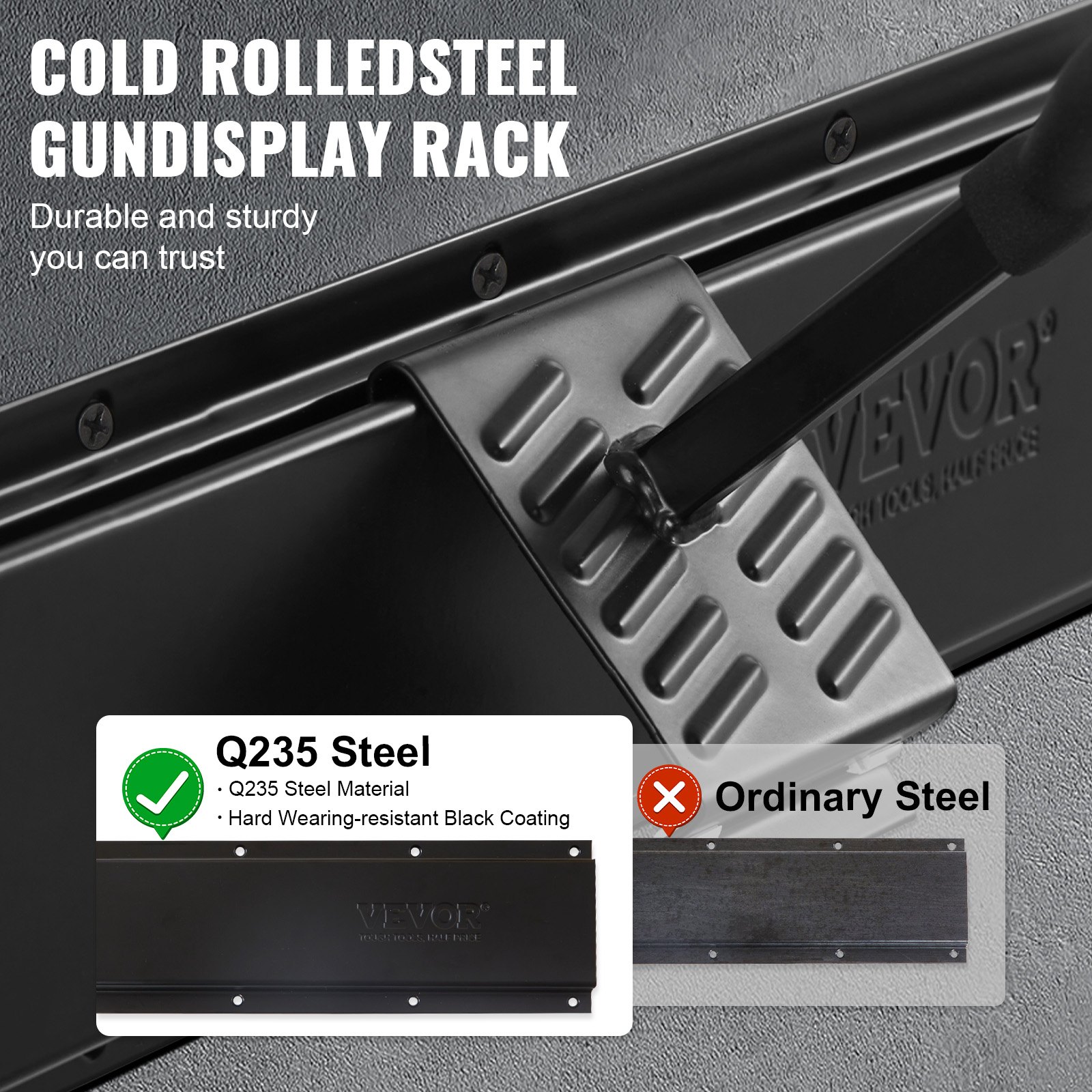 VEVOR Rastrelliere Porta Armi Verticale 6 Slot in Metallo Carico max. 81,6 kg Supporto da Parete per Armi da Fuoco Fucili Cabina Stoccaggio Armi Individuali, Espositori per Montaggio a Parete per Armi