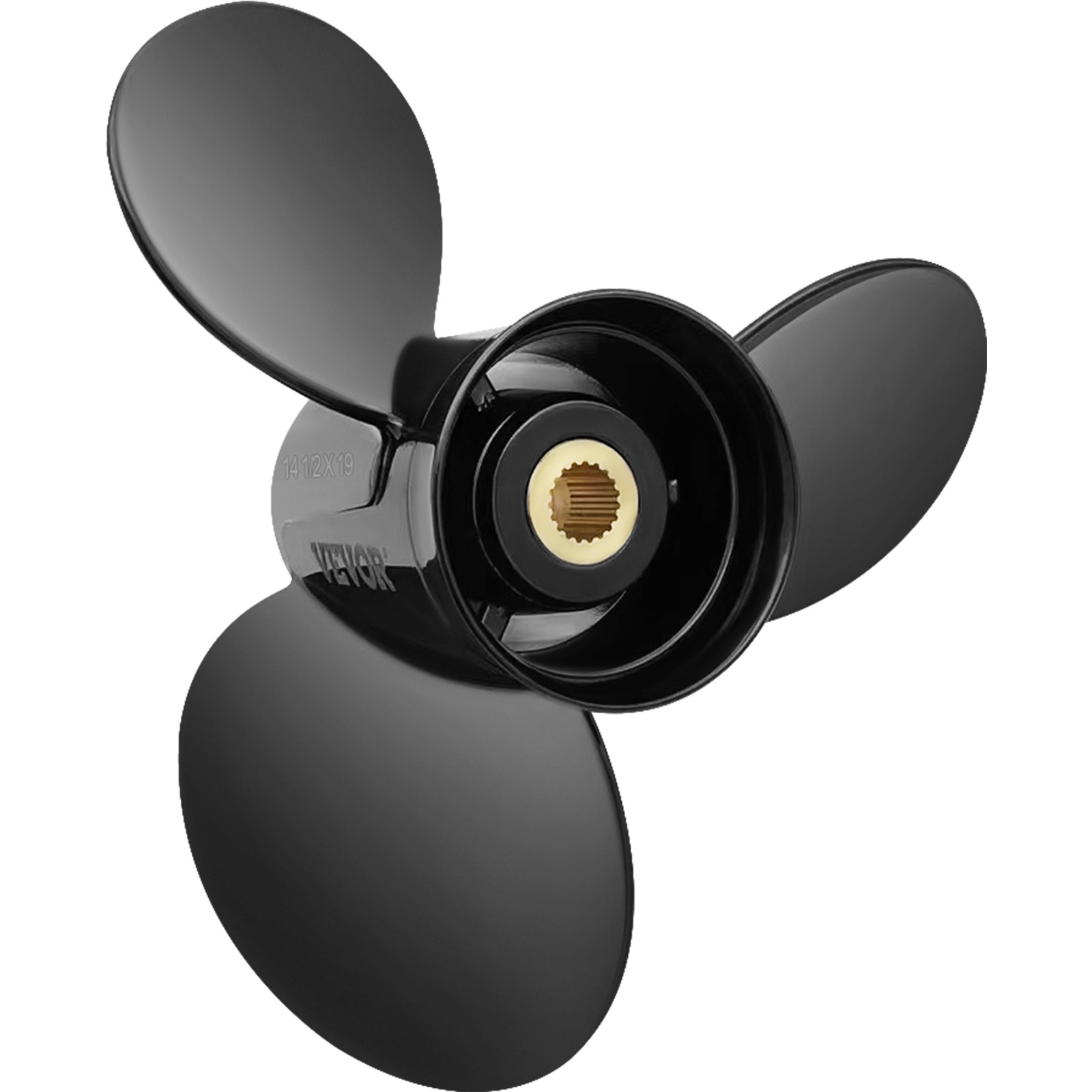 VEVOR outboard propeller, replaces OEM 3817468, 3-blade aluminum boat propeller, 36.8 x 48.3 cm, compatible with all Volvo Penta SX drive models, with 19-tooth splined shaft, right-hand drive