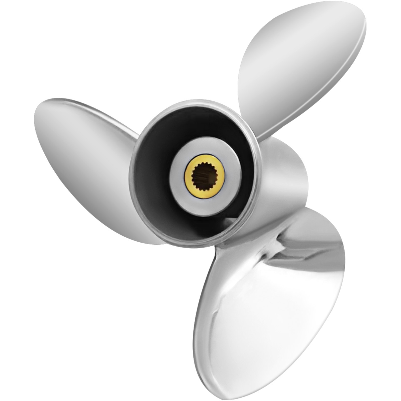 VEVOR outboard propeller, replaces OEM 3860709, 3-blade steel boat propeller with 36.8 x 53.3 cm pitch, compatible with all Volvo Penta SX drives, with 19-tooth splined shaft, right-hand drive