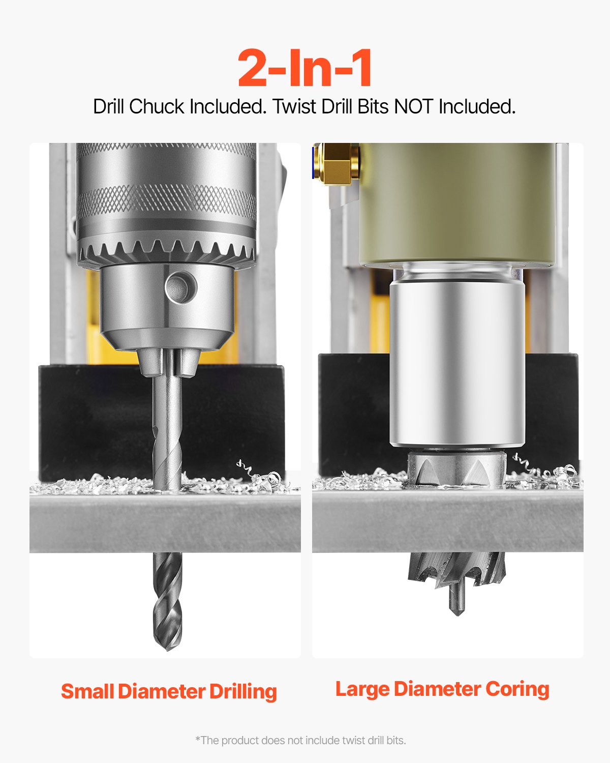 VEVOR Trapano Magnetico a Colonna Elettrico Portatile, Motore da 1400 W, Diametro Foratura 40 mm, con 11 Punte per Carotaggio, Velocità di 800 giri/min, Macchina per Perforazione Metallo