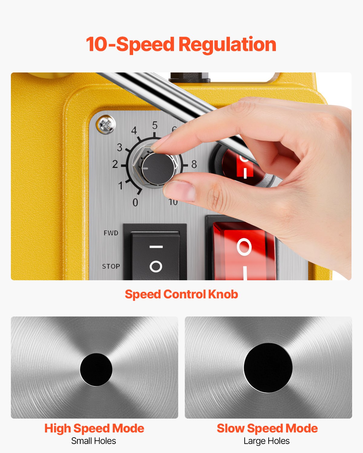 VEVOR Trapano Magnetico, Motore da 1200 W Trapano a Colonna Elettrico Magnetico 12500 N Diametro di Foratura di 40 mm con 2 Punte per Carotaggio, Velocità Variabile, per Superfici Metalliche, Giallo