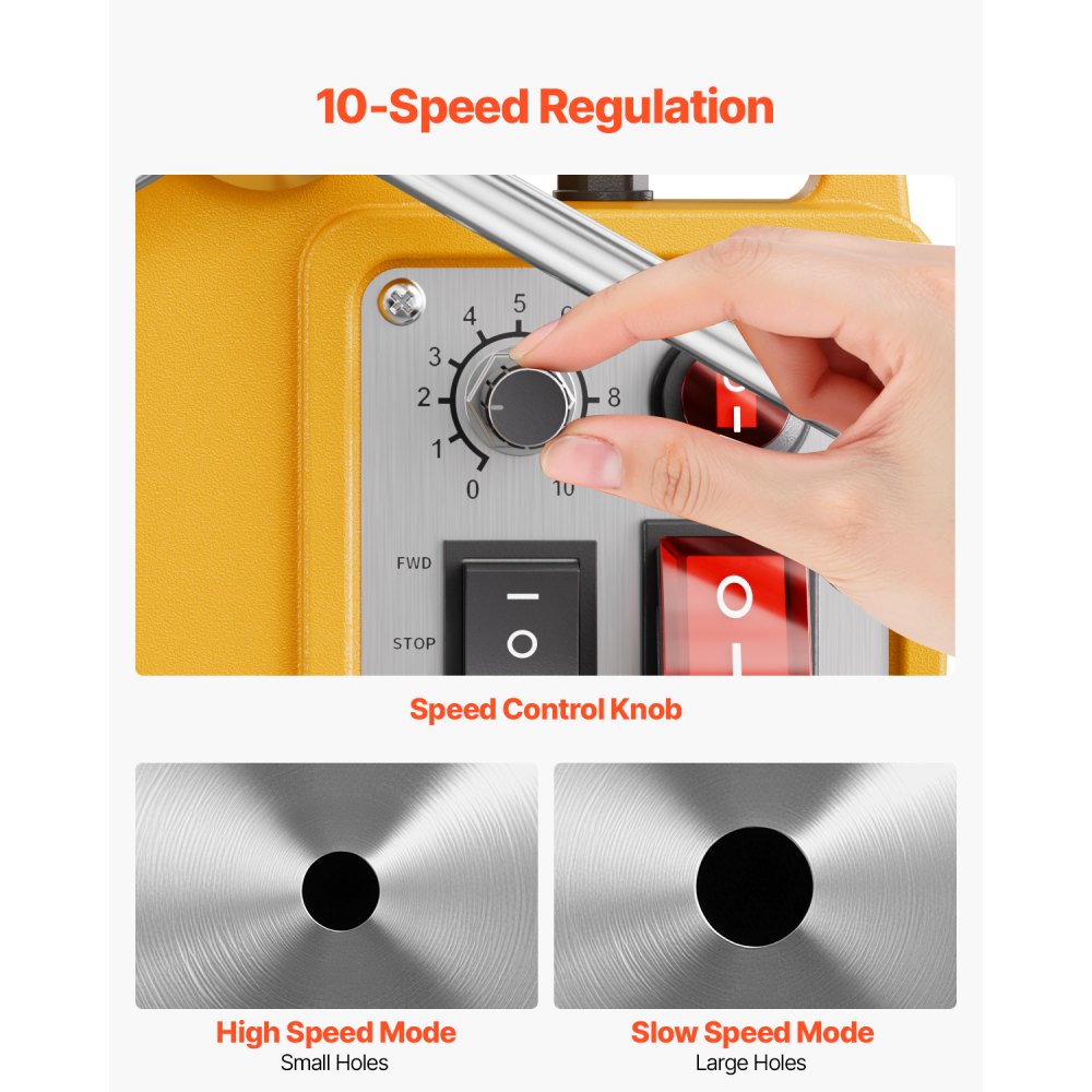 VEVOR Magnetic Drilling Machine Core Drill 1400 W φ50 mm, 12800 N Portable Electric Magnetic Drilling Machine with 6 Core Drills, 650 RPM Drilling Machine for Metal Surfaces Industrial DIY Yellow