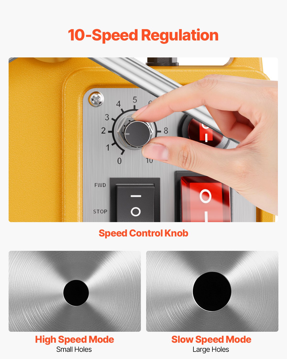 VEVOR Trapano Magnetico, Motore da 1400 W Trapano a Colonna Elettrico Magnetico 12800 N Diametro di Foratura di 50 mm con 6 Punte per Carotaggio, Velocità Variabile, per Superfici Metalliche, Giallo