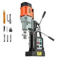 VEVOR Trapano Magnetico 1550 W, Diametro di Foratura 60 mm, Potenza 13000 N Corsa max. 200 mm con Cono Morse Velocità Regolabile, Trapano a Colonna per Superfici Metalliche, Fai-da-te