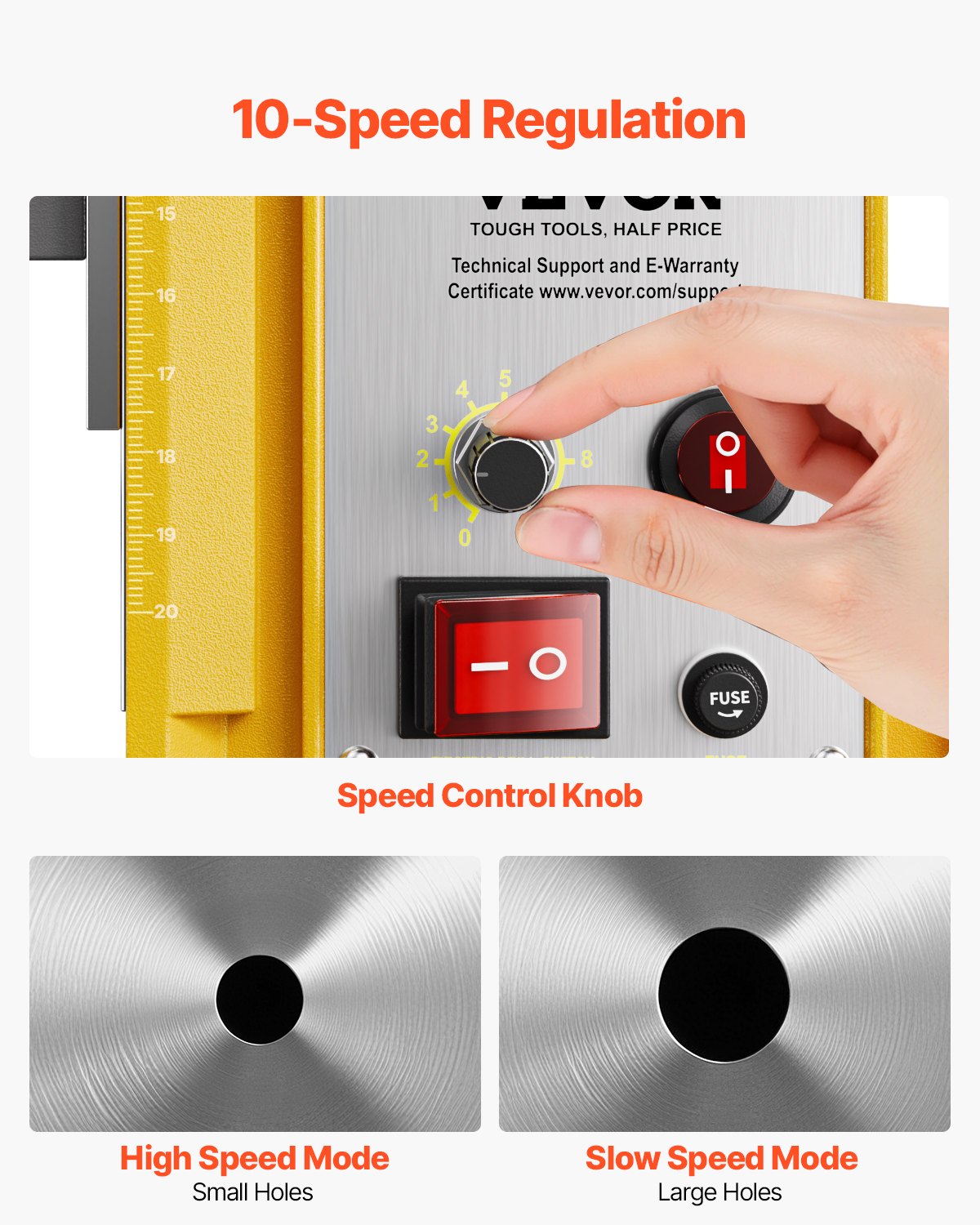 VEVOR Trapano Magnetico, Motore 1400 W Trapano a Colonna Elettrico Magnetico 13000 N Diametro di Foratura di 50 mm Velocità a Variabile 0 a 750 giri/min Macchina per Foratura per Superfici Metalliche