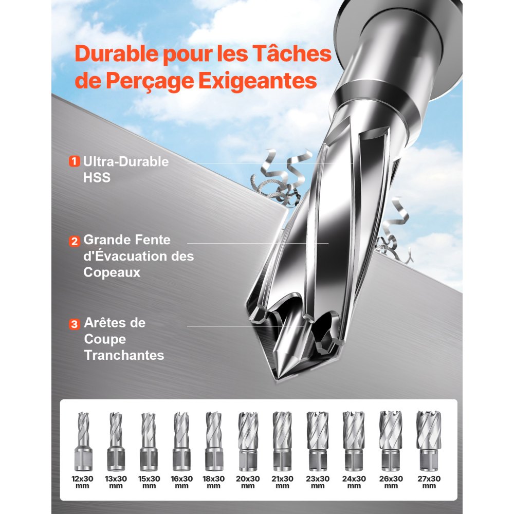 VEVOR Trapano magnetico, Trapano a colonna portatile 1450 W, 12500 N, 850 giri/min, max. Diametro del foro (punta per carotaggio) 40 mm, max. Profondità di carotaggio 50 mm