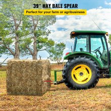 VEVOR Coppia lancia per fieno 39" lancia per balle, capacità 3000 libbre, punta per balle ad attacco rapido lancia quadrata per balle di fieno 1 3/4", forche per balle rivestite di rosso