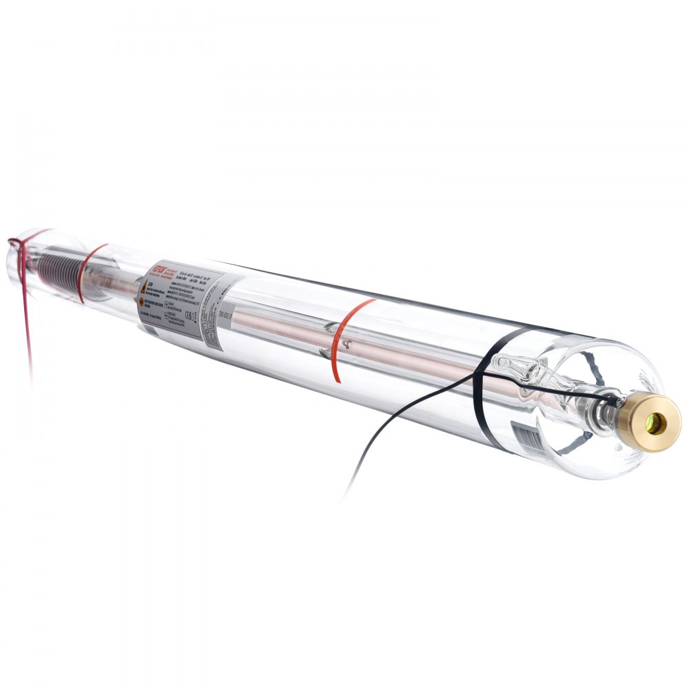 VEVOR Tubo Laser CO2, 130 W Tubo per Incisione Laser in Vetro Borosilicato, Lunghezza 165 cm, Diametro Esterno 8 cm, con Testa in Metallo, Fili Precollegati, per Macchina per Taglio e Incisione Laser