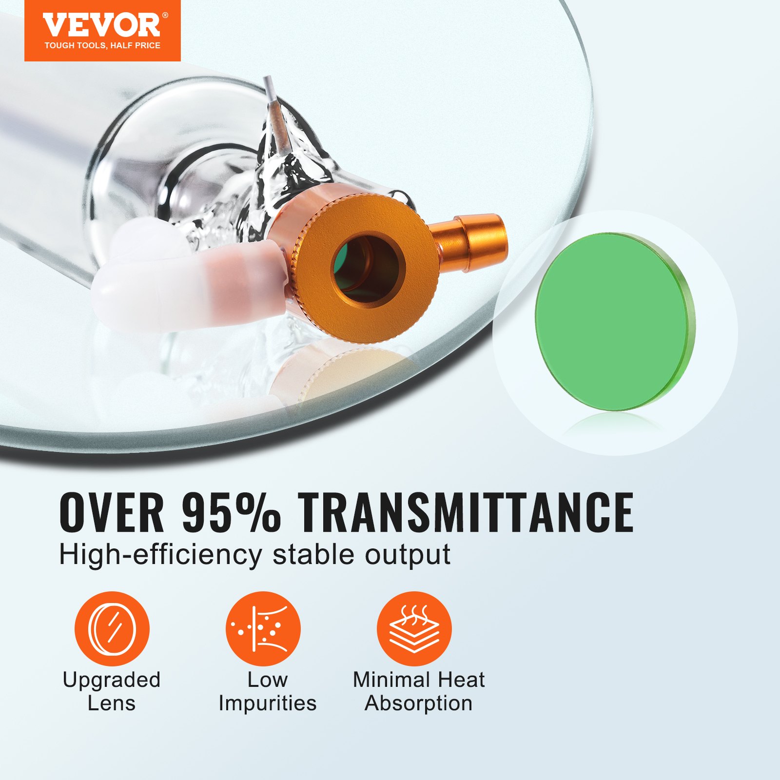 VEVOR Tubo Laser CO2 50W Tubo Laser per Incisione Lunghezza 850mm Diametro 50mm Alta Trasmittanza Parte di Ricambi, Tubo Laser CO2 per Macchine per Incisione Marcatura Laser Taglio Tessuto Acrilica