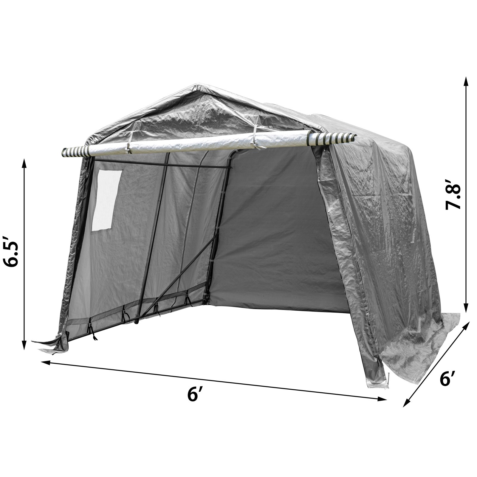 Tendone Garage In Pvc Tenda Capannone Di Polietilene 6x6x7.8 Ft In Acciaio