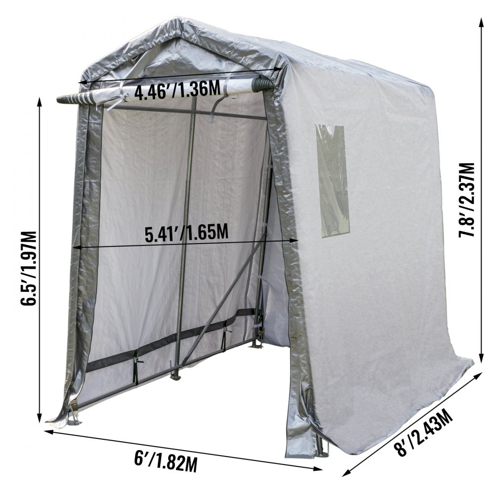 Vevor Tendone Garage In Pvc Tenda Capannone Di Polietilene6x8x7.8ftin Acciaio