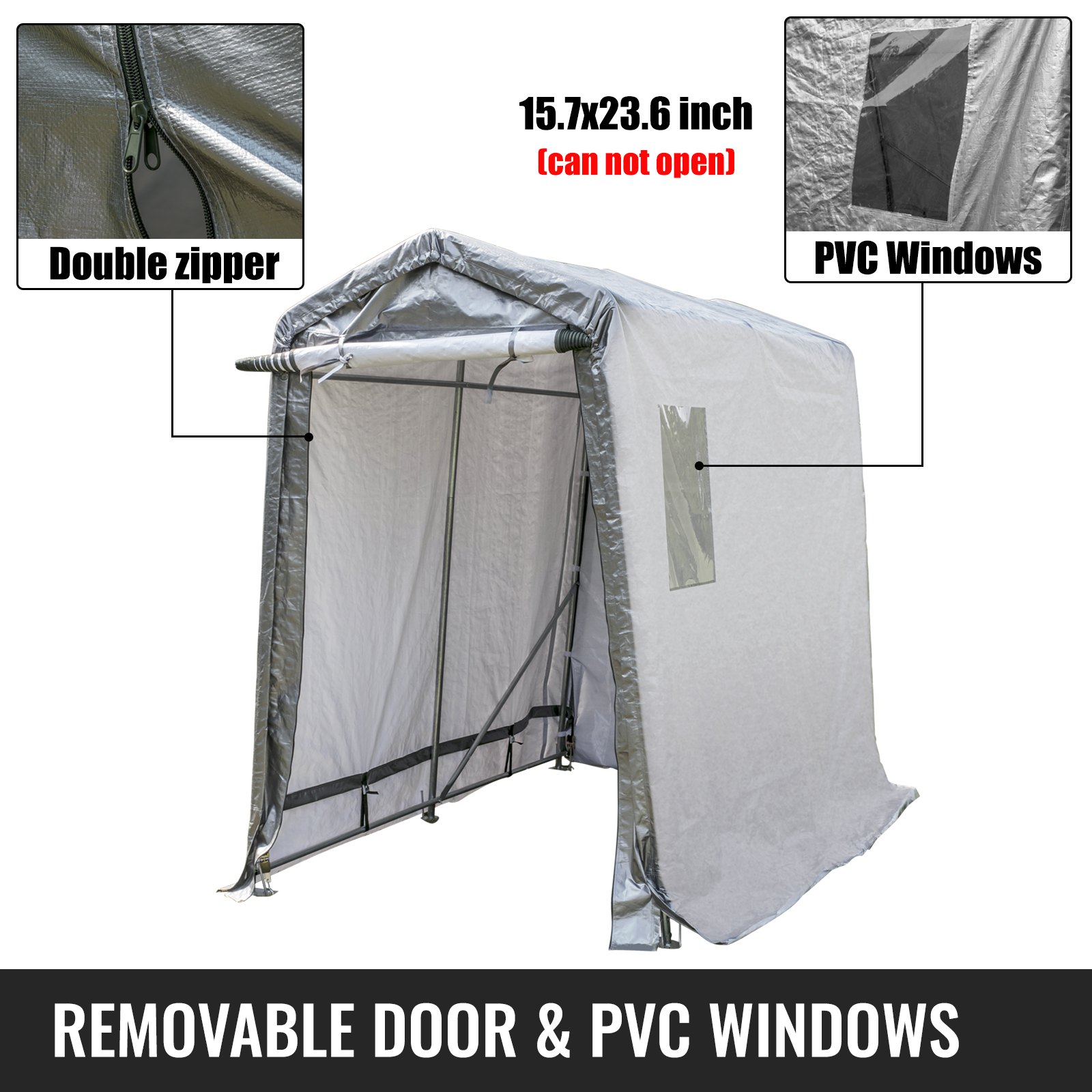 Vevor Tendone Garage In Pvc Tenda Capannone Di Polietilene6x8x7.8ftin Acciaio