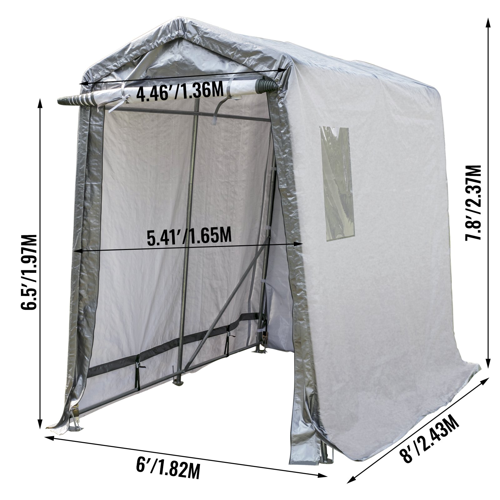 Vevor Tendone Garage In Pvc Tenda Capannone Di Polietilene6x8x7.8ftin Acciaio