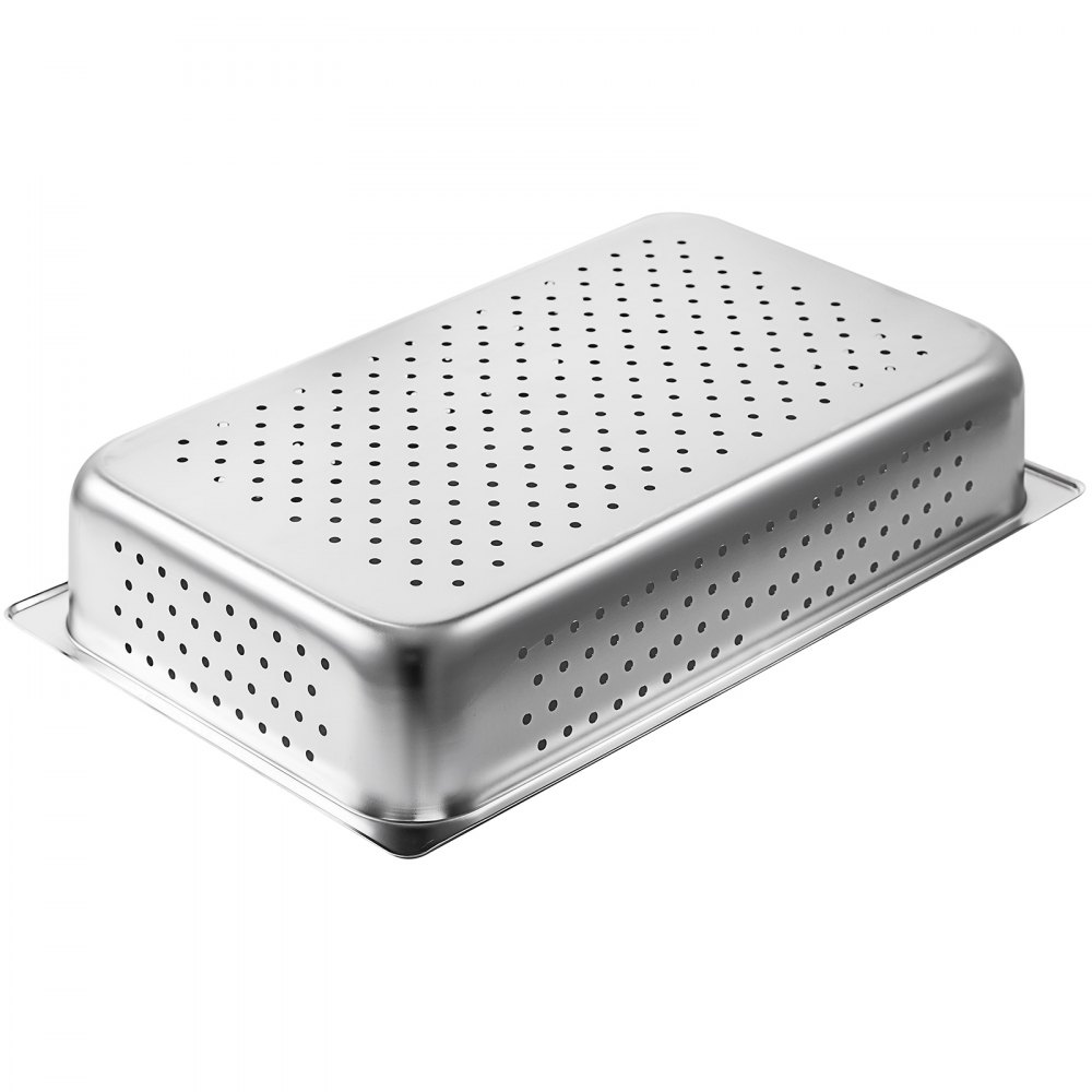 Vassoio Rettangolare Perforato 53x32,5x10cm Buchi Acciaio 6 Pezzi Facile Pulire