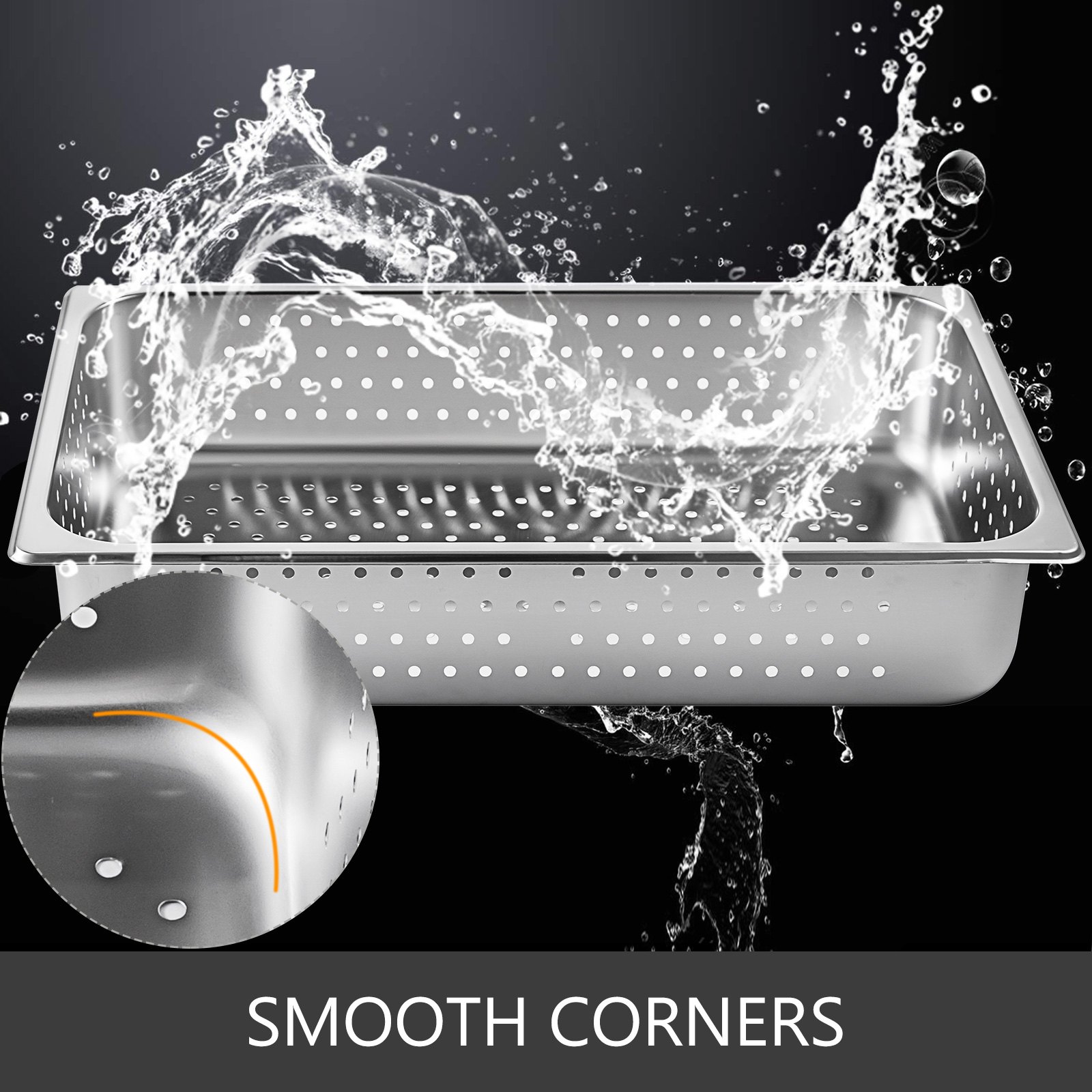 Vassoio Rettangolare Perforato 53x32,5x10cm Buchi Acciaio 6 Pezzi Facile Pulire