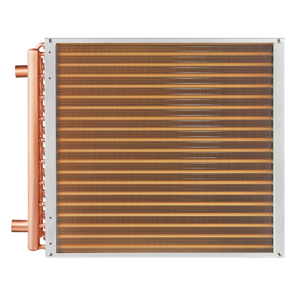 VEVOR Scambiatore di Calore Acqua-Aria, con Alette in Alluminio 242 per Forni a Legna Esterno, Riscaldamento e Raffreddamento Residenziale ad Aria Forzata Porte Rame 3 File 9,53 mm 50,8 x 50,8 cm