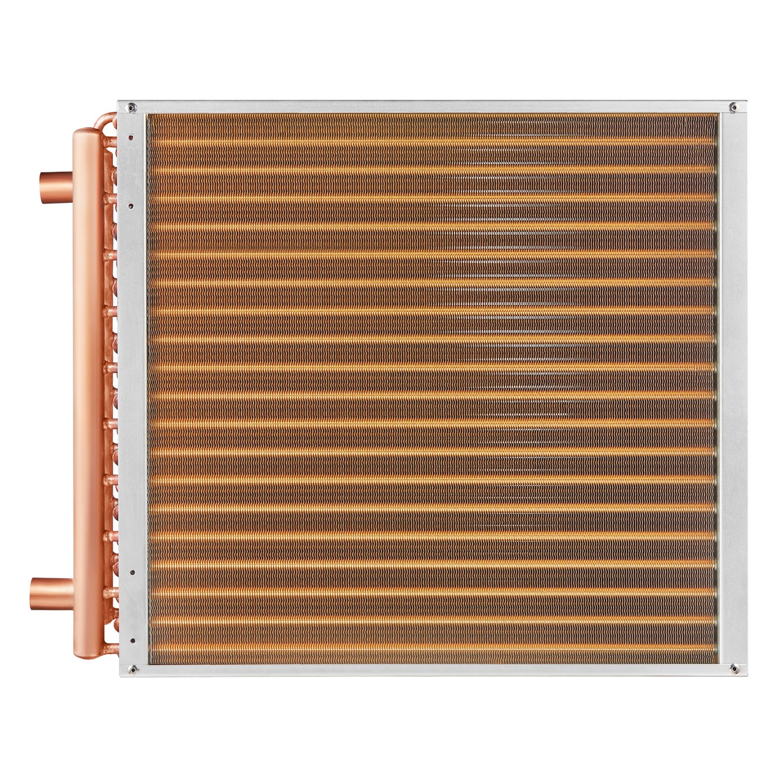 VEVOR Scambiatore di Calore Acqua-Aria, con Alette in Alluminio 242 per Forni a Legna Esterno, Riscaldamento e Raffreddamento Residenziale ad Aria Forzata Porte Rame 3 File 9,53 mm 50,8 x 50,8 cm