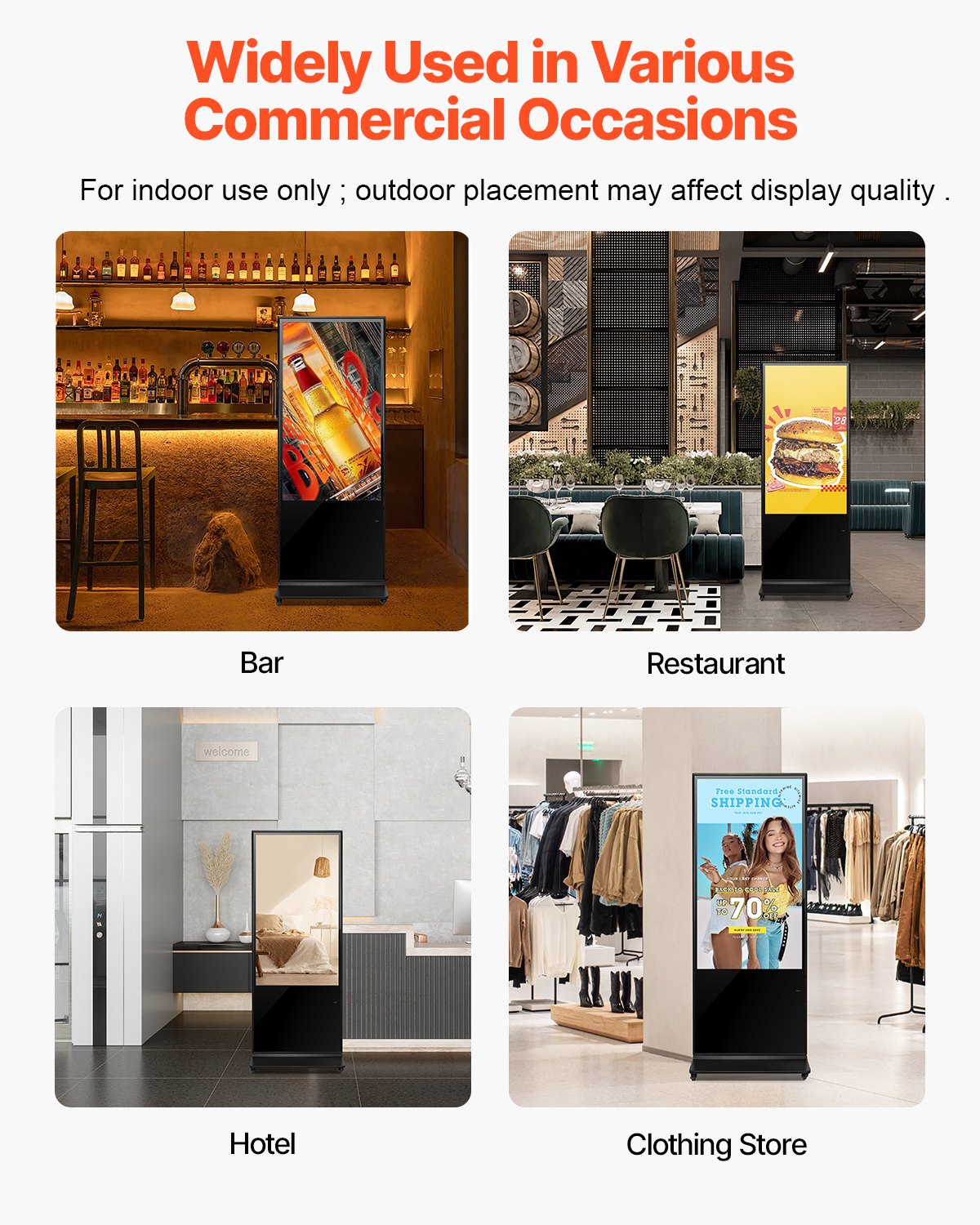 VEVOR Segnaletica Digitale Esterna 745 x 415 x 1895 mm Chiosco Contrassegno Pubblicitario, Schermo LCD 4K UHD, 2 GB di RAM e 32 GB di ROM, con Ingresso WiFi HDMI/USB, Chiosco per Segnaletica Digitale