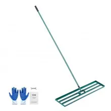 VEVOR Rastrello Livellatore per Prato 1219x254 mm Livellatore Manico in Acciaio Piastra di Base da 1981 mm, Rastrello Livellatore per Prato in Lega di Alluminio per Prato Giardino Campo da Golf Erba