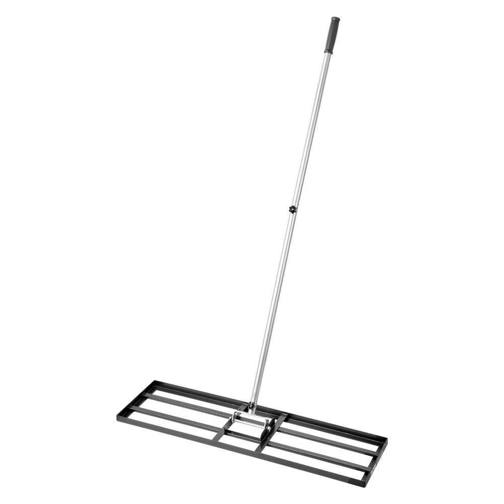 VEVOR Rastrello Livellatore per Prato, Livellatore in Acciaio al Carbonio Antiruggine con Manico da 2130 mm, Piastra di Base da 254 x 914 mm Regolabili per Campo da Golf da Giardino