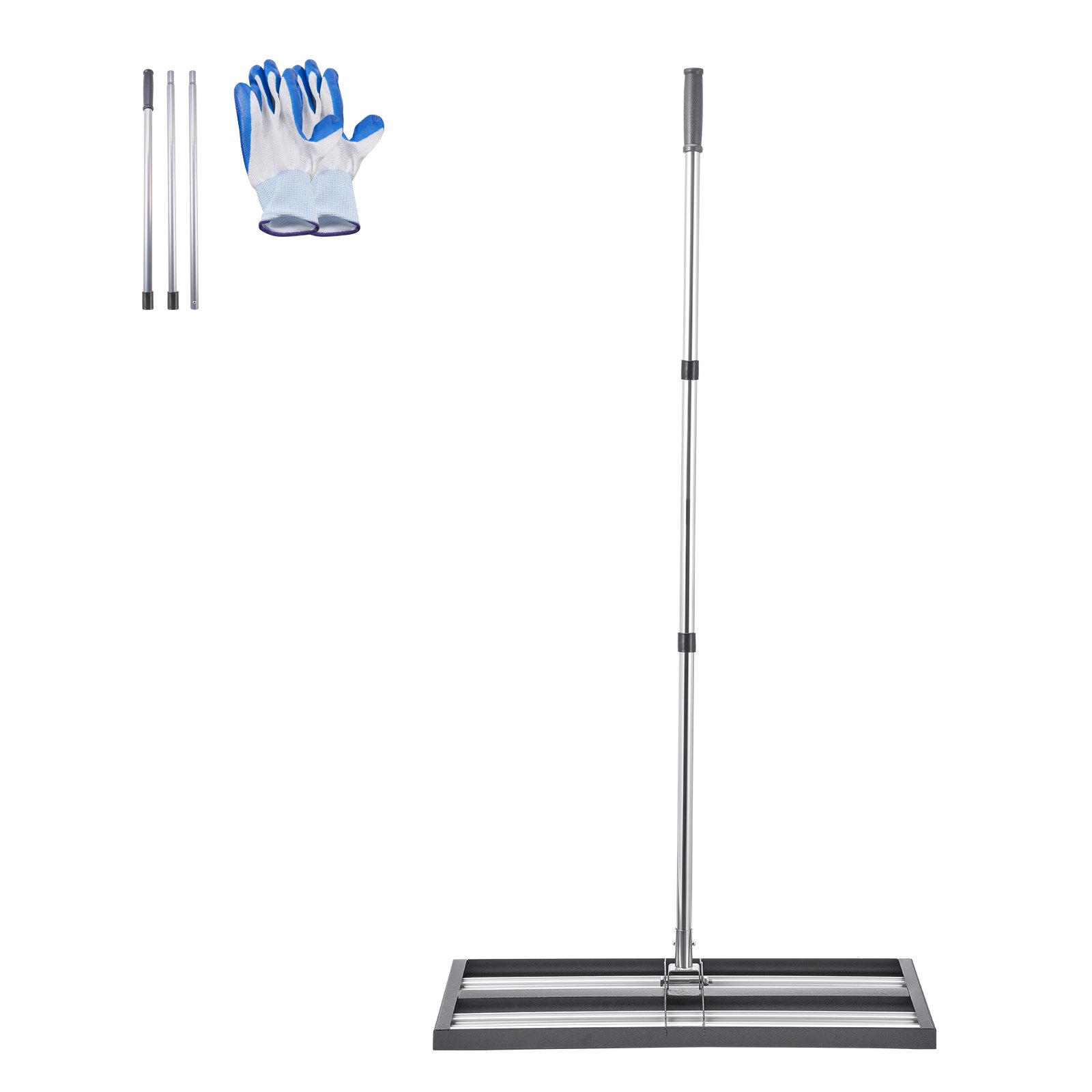 VEVOR Lawn Rake, 254x762 mm Stainless Steel Lawn Leveler with 213 cm Adjustable Handle, Leveling Rake, Garden Leveling Rake, Effortless Lawn Leveling Tool for Gardens and Golf Courses