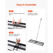 VEVOR Rastrello Livellatore per Prato con Manico Regolabile Lunghezza 2130 mm, Piastra di Base da 254 x 914 mm, Livellatore per Terreno in Metallo Antiruggine Rastrello per Campo da Golf, Giardino