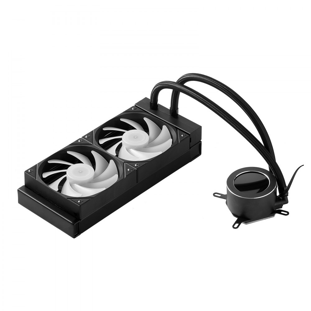 VEVOR Dissipatore di Calore a Liquido per CPU, 2 Ventole PWN da 120 mm e Pompa, con Display LCD da 283 x 120 x 56 mm e Luce ARGB, per Intel 115X/1366/2011/1700/1200, AMD AM4/AM5, Nero