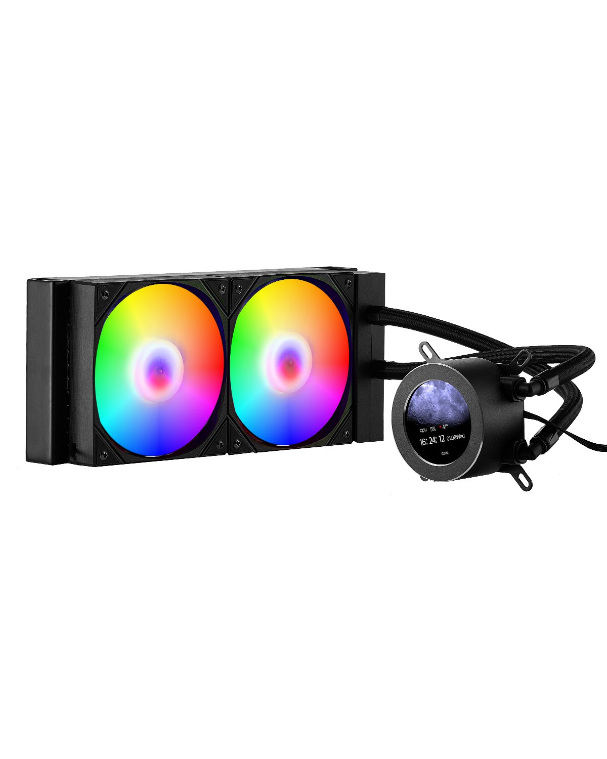 VEVOR Dissipatore di Calore a Liquido per CPU, 2 Ventole PWN da 120 mm e Pompa, con Display LCD da 283 x 120 x 56 mm e Luce ARGB, per Intel 115X/1366/2011/1700/1200, AMD AM4/AM5, Nero