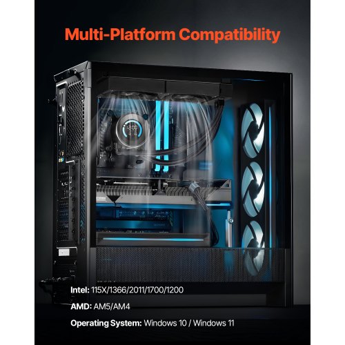 VEVOR Dissipatore di Calore a Liquido per AIO CPU, 2 Ventole PWN Raffreddamento da 120 mm e Pompa, con Display LCD da 283 x 120 x 56 mm, per Intel 115X/1366/2011/1700/1200, AMD AM4/AM5 | VEVOR IT VEVOR Dissipatore di Calore a Liquido per AIO CPU, 2 Ventole PWN Raffreddamento da 120 mm e Pompa, con Display LCD da 283 x 120 x 56 mm, per Intel 115X/1366/2011/1700/1200, AMD AM4/AM5 | VEVOR IT