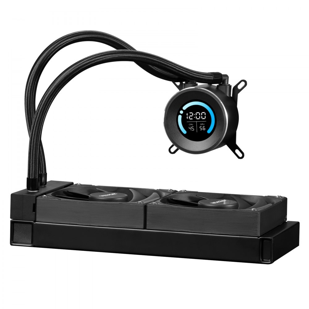 VEVOR Dissipatore di Calore a Liquido per AIO CPU, 2 Ventole PWN Raffreddamento da 120 mm e Pompa, con Display LCD da 283 x 120 x 56 mm, per Intel 115X/1366/2011/1700/1200, AMD AM4/AM5