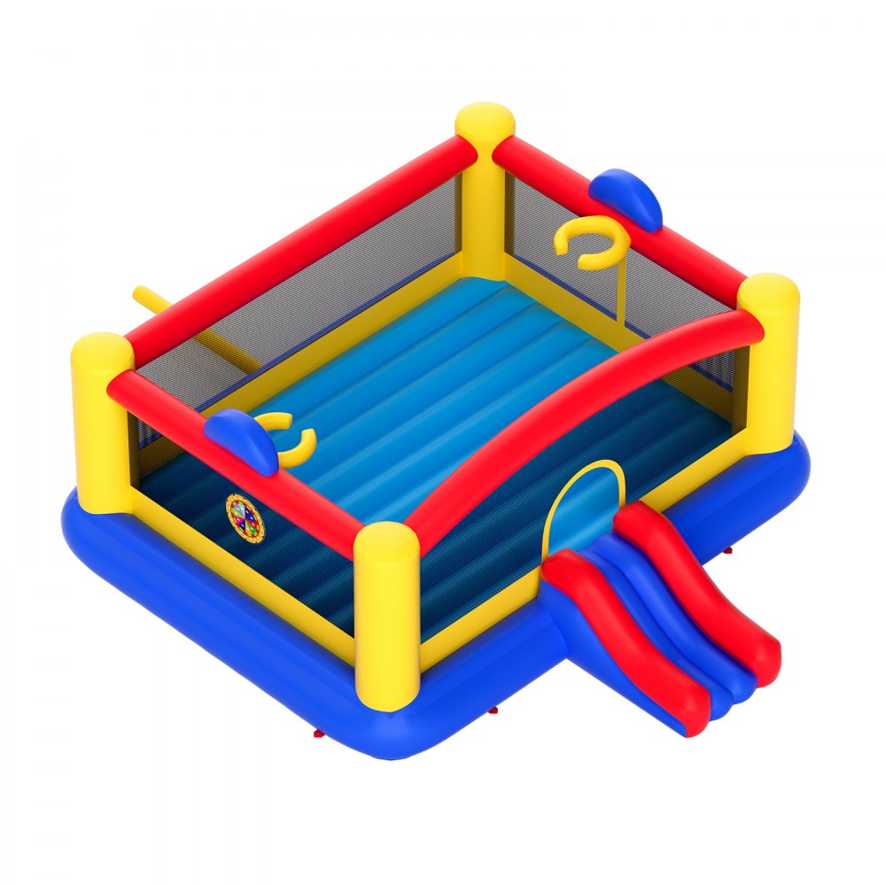 VEVOR Castello Gonfiabile, Trampolino per Casetta da Gioco all'Aperto, Castello Gonfiabile con Ventilatore, Scivolo e Borsa di stoccaggio, Castello Gonfiabile 450 x 440 x 203 cm per Cortile