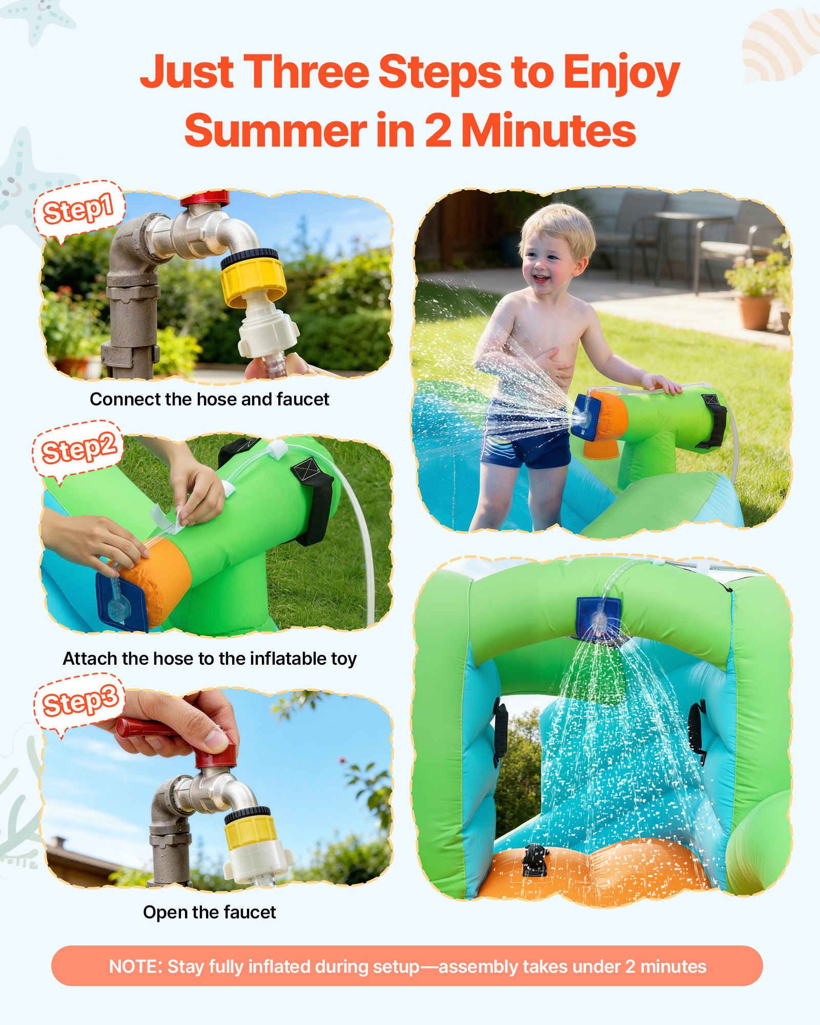 VEVOR Castello Gonfiabile per Bambini Parco Acquatico con Scivolo Canestro da Basket Piscina, Castello Gonfiabile Gioco d'Acqua 344x374x213 cm Capacità di Peso max. 160 kg per Bambini 3-8 Anni