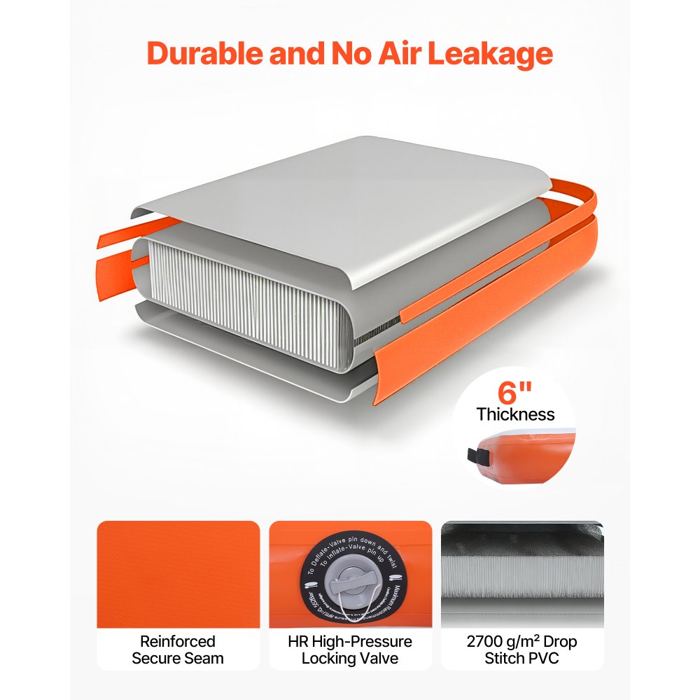 VEVOR Pontile Galleggiante Gonfiabile Misure 2,6x2,6 m, Materassino Ad Aria per Acqua con Borsa Portatile e Scaletta, Piattaforma Galleggiante per Nuoto Piscina Mare Spiaggia Estate Colore Arancione