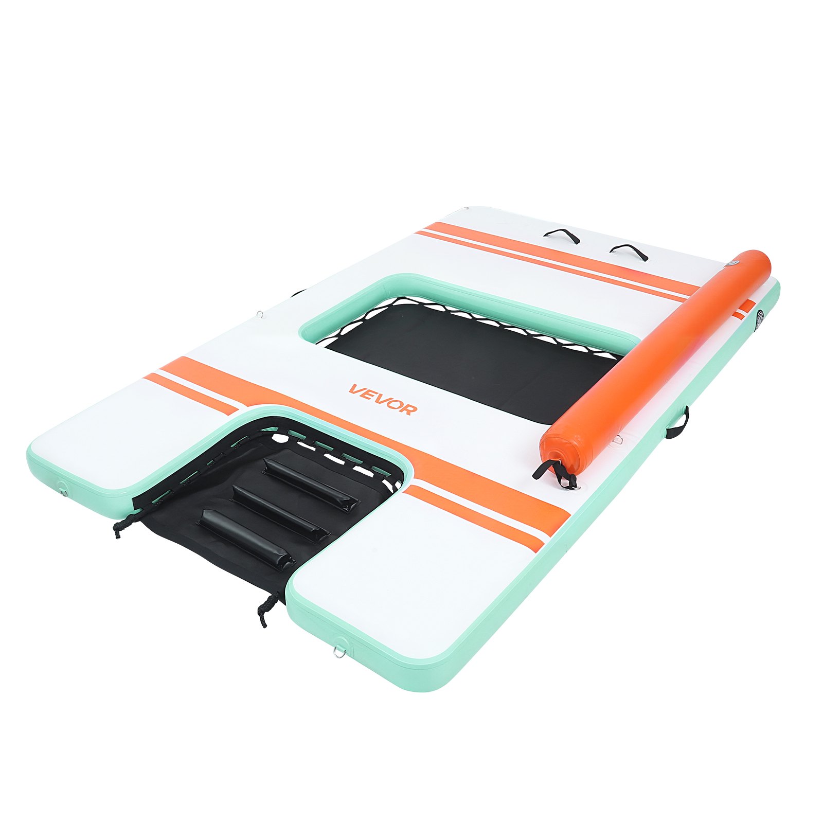 VEVOR Pontile Galleggiante Gonfiabile con Tenda Parasole 3,05 x 1,83 m da Mare Piscina, Piattaforma Galleggiante con Superficie Antiscivolo, Rampa per Cani, Isola d'Acqua per Piscina Spiaggia Mare