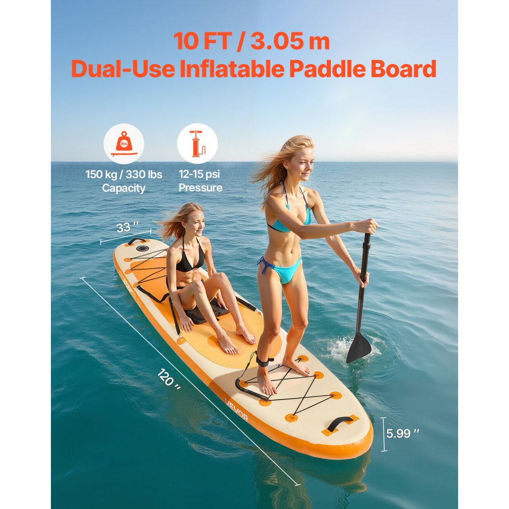 VEVOR Tavola da Paddle Gonfiabile con Sedile 304,8 x 83,8 x 15,2 cm Tavola da Paddle SUP Ultraleggera, con Accessori, Pompa, Pagaia, Pinna, Zaino, Guinzaglio per Caviglia, Cinghia, per Giovani Adulti