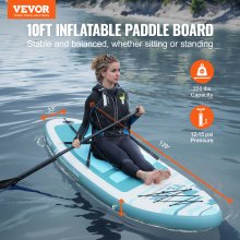 VEVOR Tavola Stand Up Paddle Gonfiabile, Tavola da SUP in PVC 3048 x 838,2 x 152,4 mm con Sedile per Kayak Rimovibile, Accessori per Tavola, Borsa per Telefono, Pompa, Pagaia e Kit di Riparazione