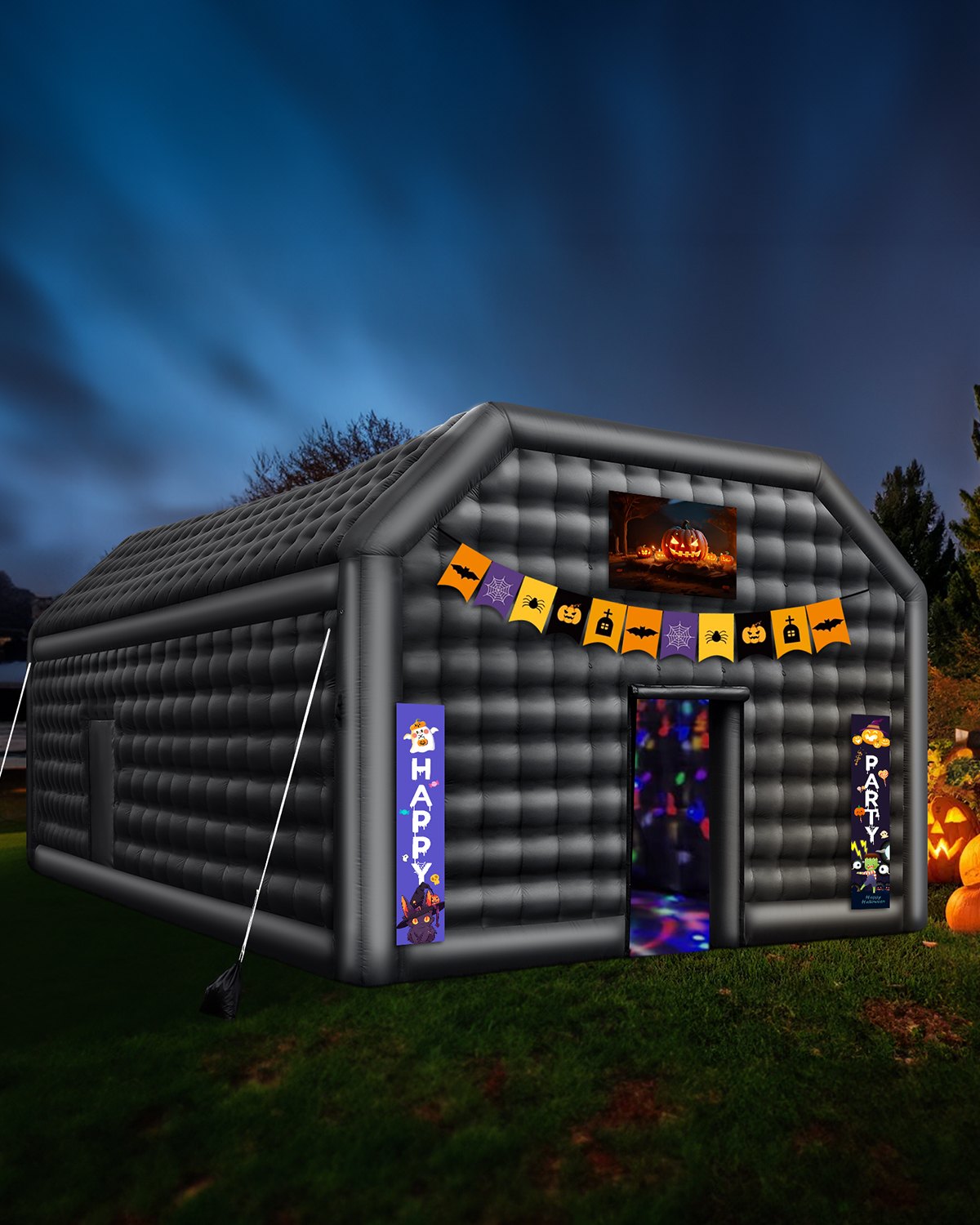 VEVOR Tenda Gonfiabile per Feste da Discoteca con Luci Nero 8 x 6 x 4 m