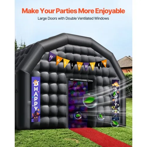 Tenda Gonfiabile Cubo Per Feste 20x20x13ft Con Luci LED – Discoteca Gonfiabile EJIA – Bianca