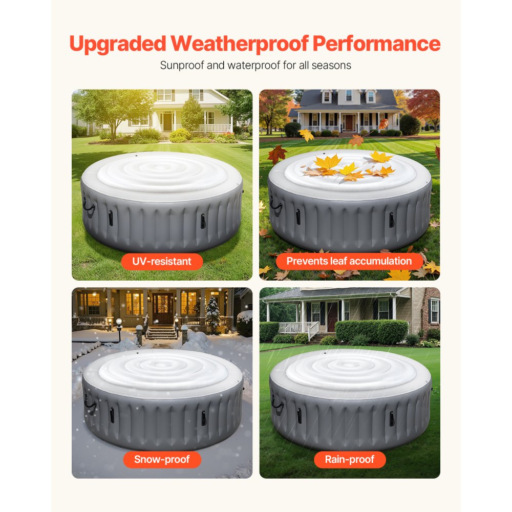 VEVOR Inflatable Cover for Hot Tub 164.5 cm Round, Cover Protector, Insulated Spa Covers, Weatherproof and Waterproof Energy Saving Cover White
