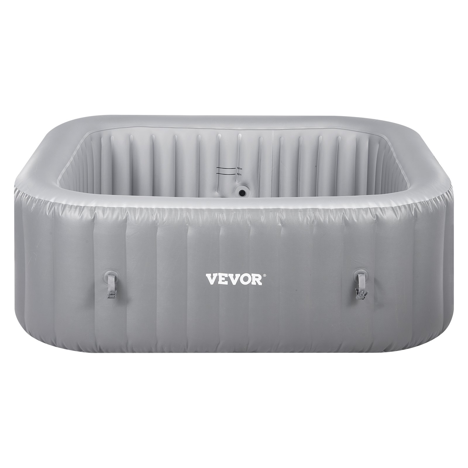 VEVOR Vasca Rotonda da Bagno Gonfiabile, per 4 a 6 Persone 185x66 cm, con 130 Getti Rilassanti, Filtro, Copertura, Tappetino, Pannello Controllo, Piscina Termale per Esterni, Grigio