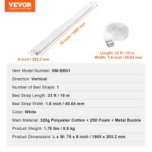 VEVOR Ponte Letto 1905 x 203,2 mm Kit di Connettori per Letto King Size Bianco