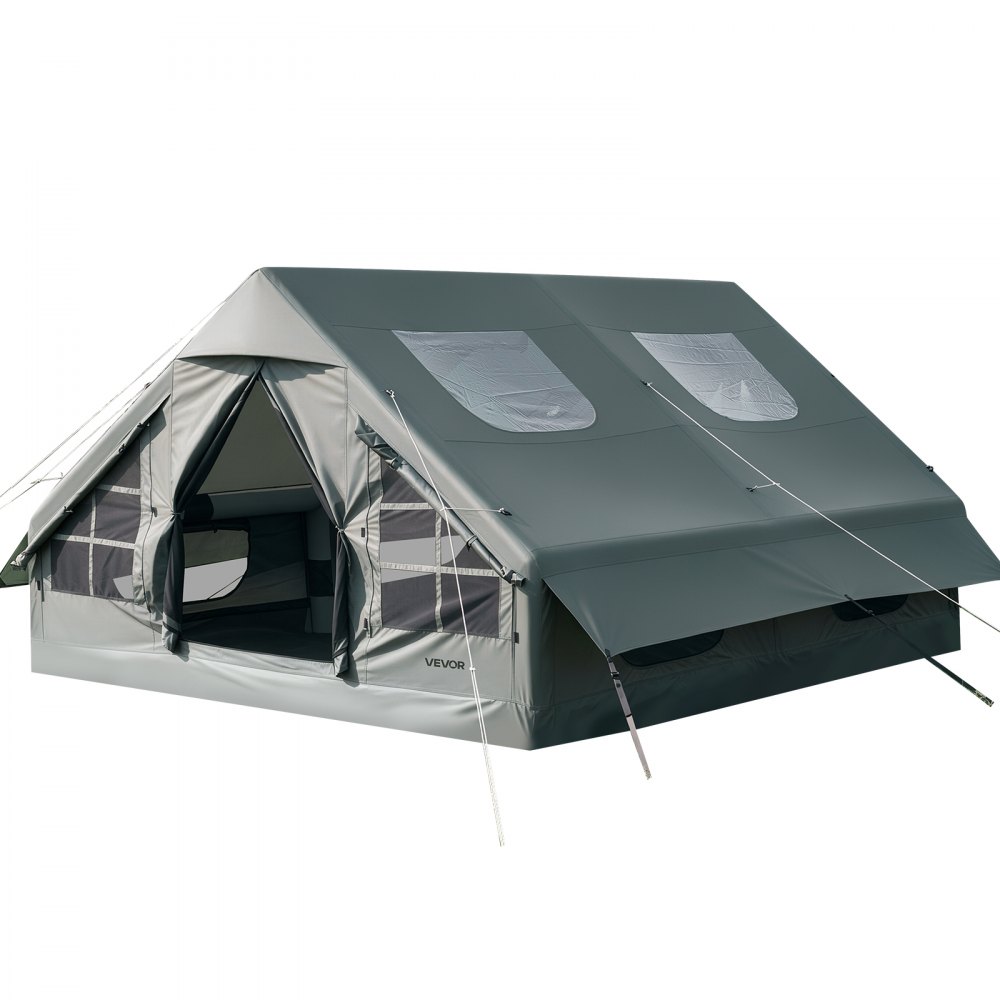 VEVOR Tenda Gonfiabile per Campeggio per 5-8 Persone con Pompa Manuale, Ideale per Campeggio, in Tessuto Oxford 420D Impermeabile, con Lucernario Presa Stufa Finestre in Rete e Borsa per Trasporto
