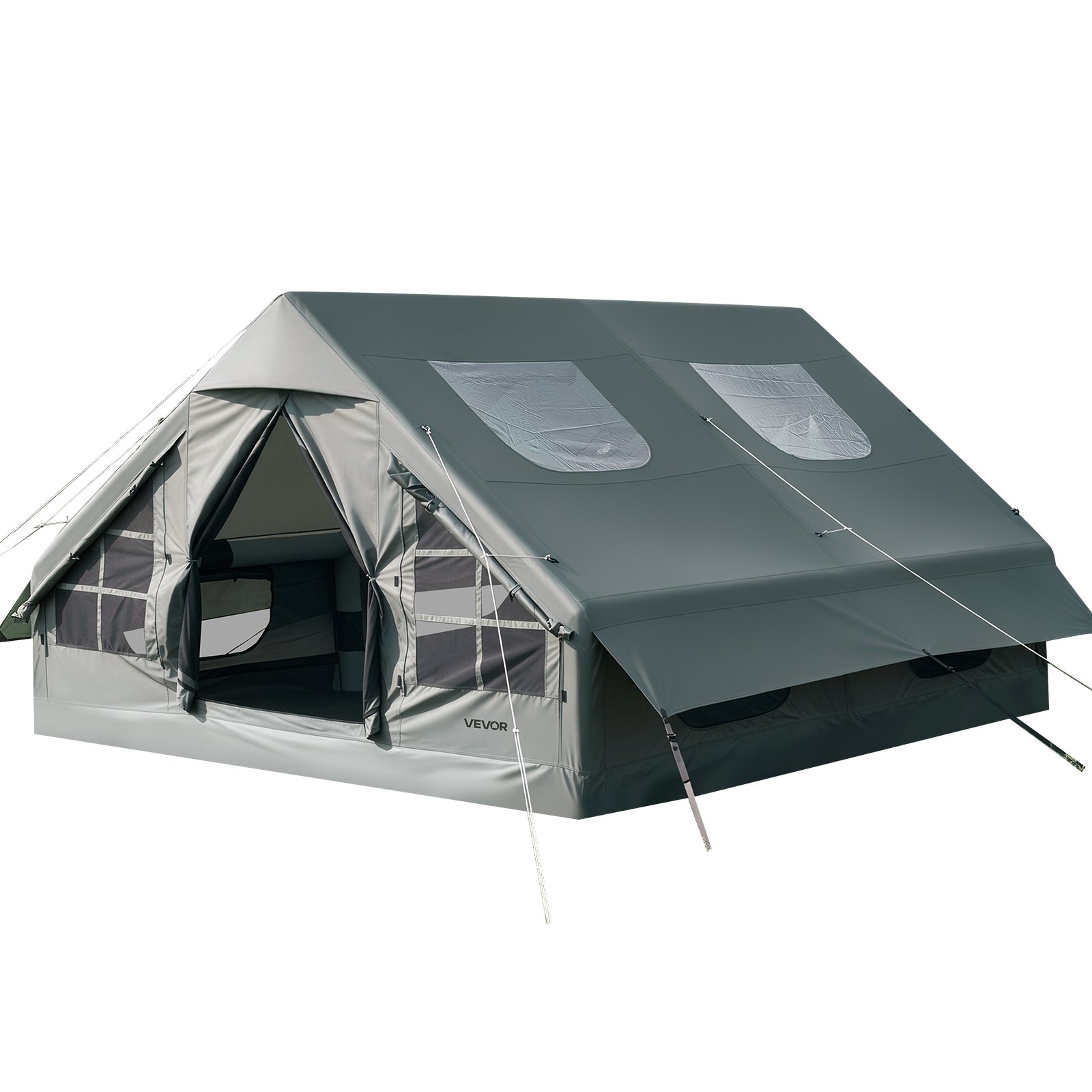 VEVOR Tenda Gonfiabile per Campeggio per 5-8 Persone con Pompa Manuale, Ideale per Campeggio, in Tessuto Oxford 420D Impermeabile, con Lucernario Presa Stufa Finestre in Rete e Borsa per Trasporto