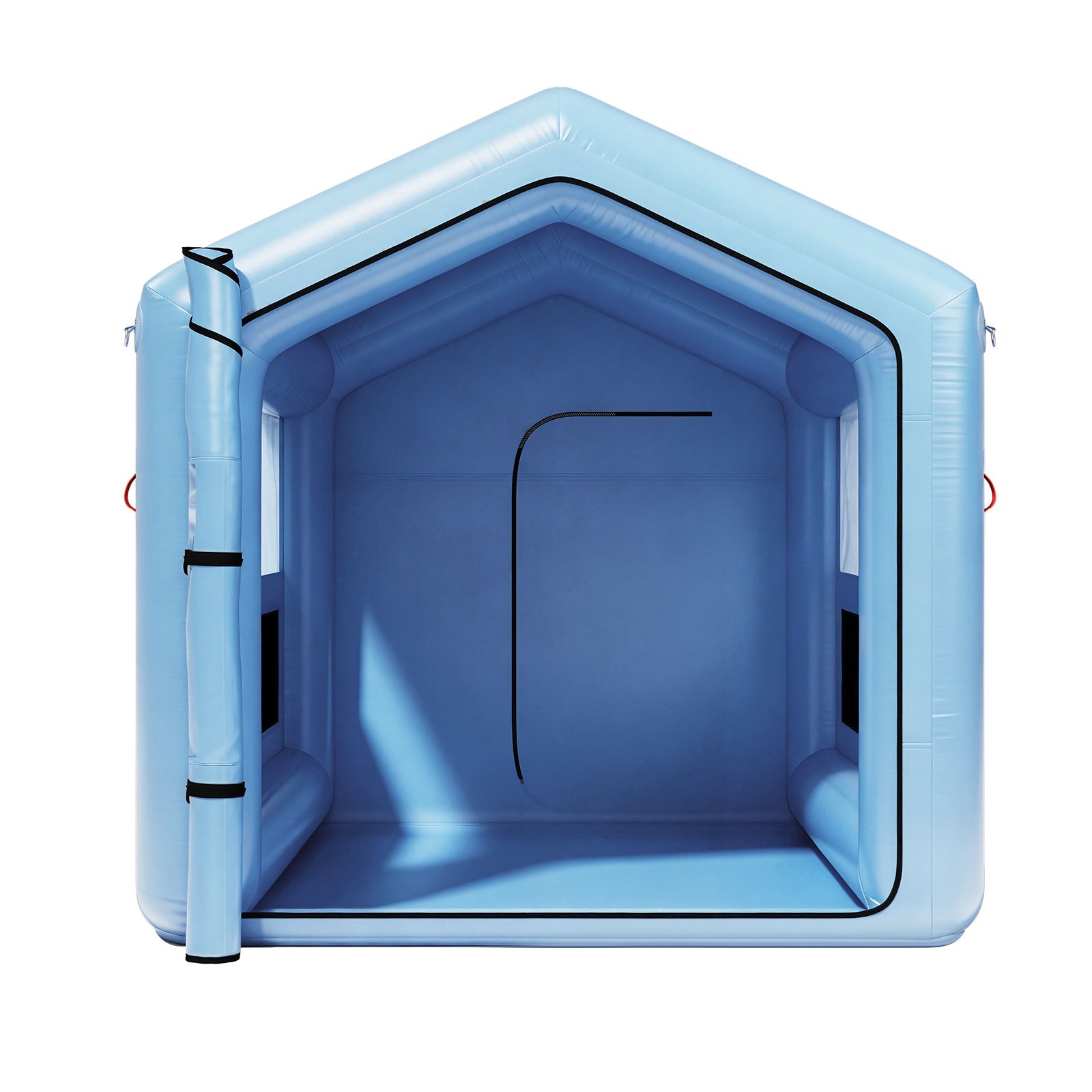 VEVOR Cabina per Verniciatura Gonfiabile 3 x 2,5 x 2,5 m, Tenda per Vernice a Spruzzo con Ventilatore da 550 W, Tetto Triangolare con Finestre Sistema di Filtraggio dell'Aria Tessuto Oxford 210D, Blu