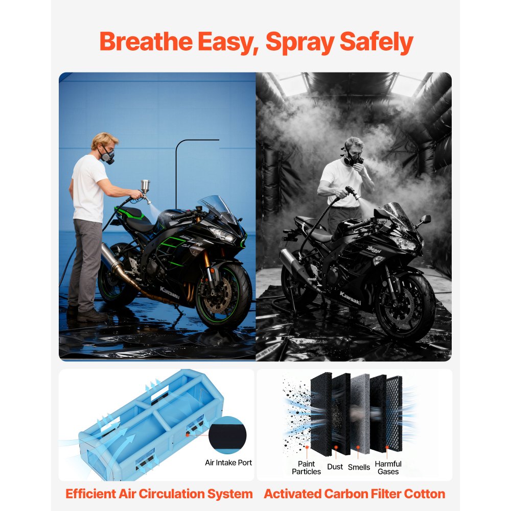 VEVOR Cabina di Verniciatura Spray Gonfiabile 12 x 5 x 4 m, Tenda Spray di Verniciatura a Spruzzo Ventilatori da 950W+1100W, Tetto Triangolare con Finestre per Automobilistici Parti Metalliche Auto