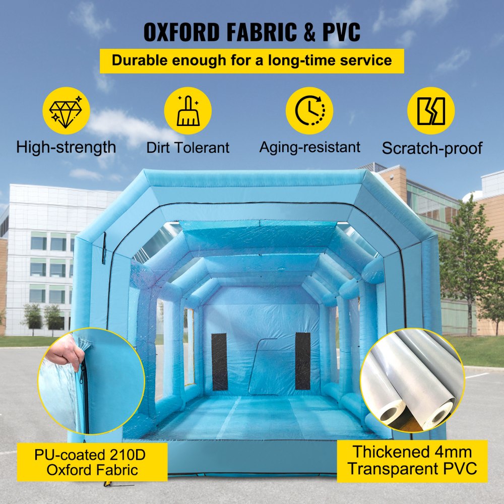 VEVOR Cabina di Verniciatura Gonfiabile Cabina per Verniciatura a Spruzzo con Soffiatori, Cabina di Verniciatura Gonfiabile Dimensioni Esterne 12 x 5 x 4 m, Cabina di Verniciatura per Auto, Blu