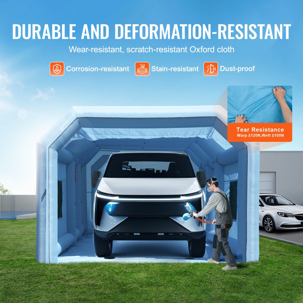 VEVOR Inflatable Paint Booth, 10 x 6.4 x 4.5 m, Inflatable Spray Booth, with 1100 W + 750 W Powerful Blowers & Air Filtration System, Portable Car Paint Booth for Trucks