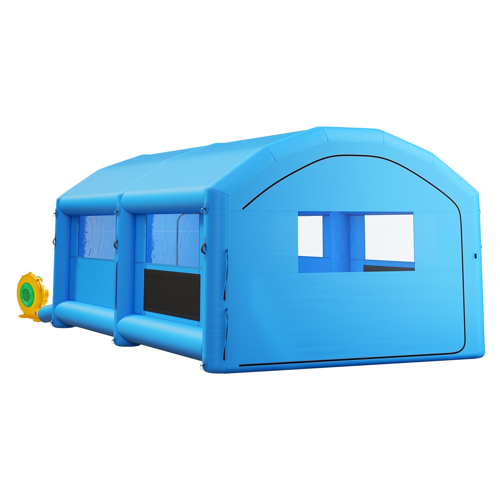 VEVOR Cabina Gonfiabile per Verniciatura a Spruzzo, Cabina Portatile 7 x 4 x 2,75 m, con Soffiatori da 550W a 750W e Filtro in Cotone, con Tetto ad Arco, Colore Blu, per Veicoli Taglia Media e Mobili